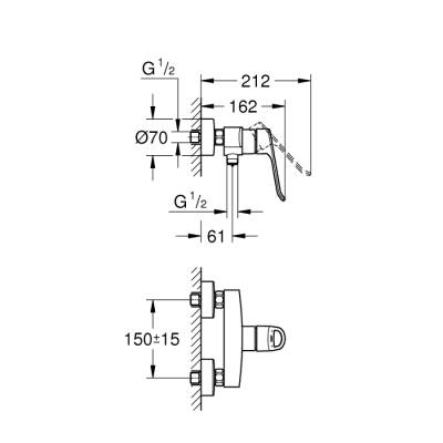 Grohe Eurosmart Tek Kumandalı Duş Bataryası - 25242003 - 2