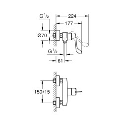 Grohe Eurosmart Tek Kumandalı Duş Bataryası - 25244003 - 2