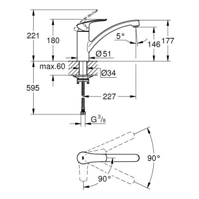 Grohe Eurosmart Tek Kumandalı Eviye Bataryası - 30260003 - 2