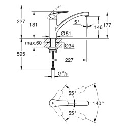 Grohe Eurosmart Tek Kumandalı Eviye Bataryası - 30506000 - 2