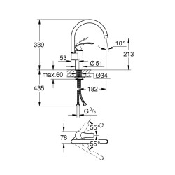 Grohe Eurosmart Tek Kumandalı Eviye Bataryası - 33202002 - 2