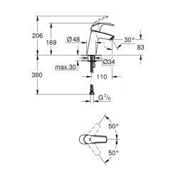 Grohe Eurosmart Tek Kumandalı Lavabo Bataryası M-Boyut - 23324001 - 2