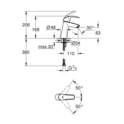 Grohe Eurosmart Tek Kumandalı Lavabo Bataryası M-Boyut - 23324001 - 2