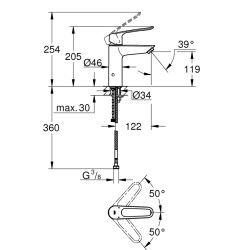 Grohe Eurosmart Tek Kumandalı Lavabo Bataryası M - Boyut - 23987003 - 2