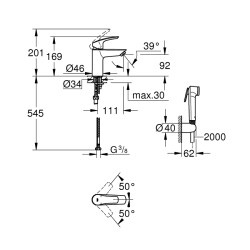 Grohe Eurosmart Tek Kumandalı Lavabo Bataryası S - Boyut - 23124003 - 2