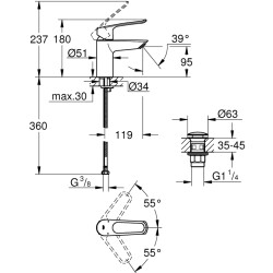 Grohe Eurosmart Tek Kumandalı Lavabo Bataryası S - Boyut - 23980003 - 2