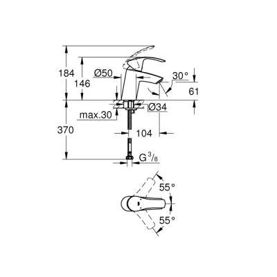 Grohe Eurosmart Tek Kumandalı Lavabo Bataryası S-Boyut - 32467002 - 2