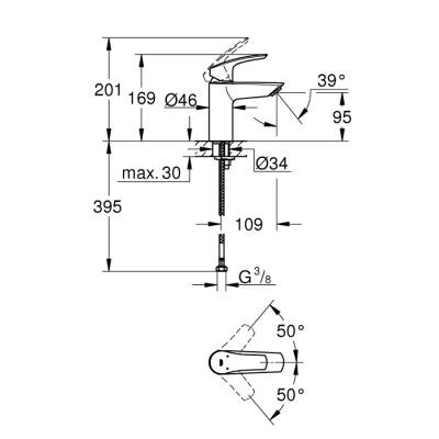 Grohe Eurosmart Tek Kumandalı Lavabo Bataryası S - Boyut - 32467003 - 2