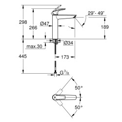 Grohe Eurosmart Tek Kumandalı Lavabo BataryasıXl - Boyut - 23971003 - 2