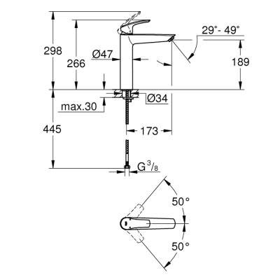 Grohe Eurosmart Tek Kumandalı Lavabo BataryasıXl - Boyut - 23971003 - 2