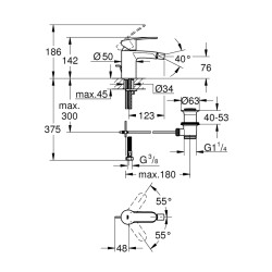 Grohe Eurostyle Cosmopolitan Tek Kumandalı Bide Bataryası S-Boyut - 33565002 - 2