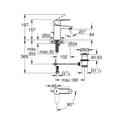 Grohe Eurostyle Cosmopolitan Tek Kumandalı Lavabo Bataryası S-Boyut - 2337420E - 2