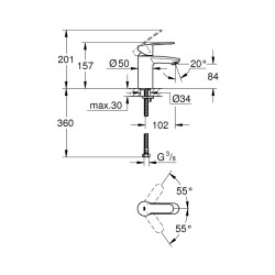 Grohe Eurostyle Cosmopolitan Tek Kumandalı Lavabo Bataryası S-Boyut - 3246820E - 2