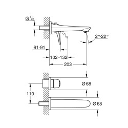 Grohe Eurostyle İki Delikli Lavabo BataryasıM-Boyut - 19571003 - 2