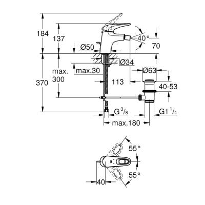 Grohe Eurostyle Tek Kumandalı Bide Bataryası S-Boyut - 33565Ls3 - 2