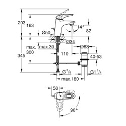 Grohe Eurostyle Tek Kumandalı Lavabo Bataryası S-Boyut - 23374003 - 2