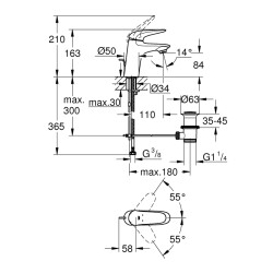 Grohe Eurostyle Tek Kumandalı Lavabo Bataryası S-Boyut - 23707003 - 2