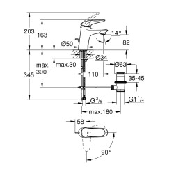 Grohe Eurostyle Tek Kumandalı Lavabo Bataryası S-Boyut - 23709003 - 2