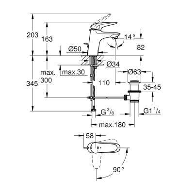 Grohe Eurostyle Tek Kumandalı Lavabo Bataryası S-Boyut - 23709003 - 2