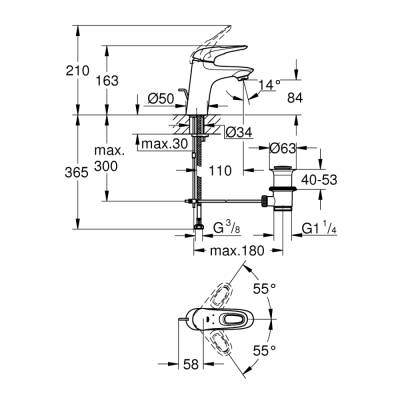 Grohe Eurostyle Tek Kumandalı Lavabo Bataryası S-Boyut - 33558003 - 2