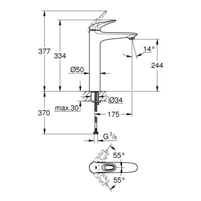 Grohe Eurostyle Tek Kumandalı Lavabo Bataryası Xl-Boyut - 23570003 - 2