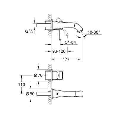 Grohe Grandera 2 Delikli Lavabo BataryasıS-Boyut - 19929000 - 2