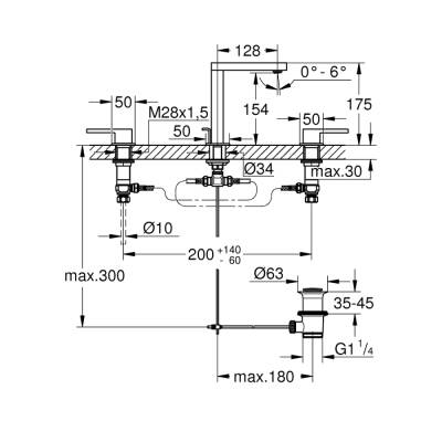 Grohe Grohe Plus 3 Delikli Lavabo Bataryası 12M-Boyut - 20301003 - 2