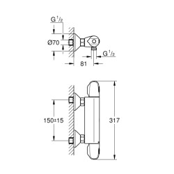 Grohe Grohtherm 1000 Termostatik Duş Bataryası - 34143003 - 2