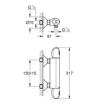 Grohe Grohtherm 1000 Termostatik Duş Bataryası - 34550000 - 2