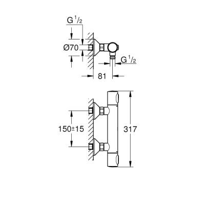 Grohe Grohtherm 500 Termostatik Duş Bataryası - 34793000 - 2