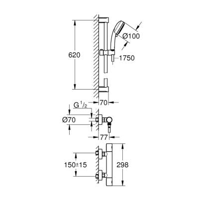 Grohe Grohtherm 800 Cosmopolitan Termostatik Duş Sistemi 12 - 34768000 - 2