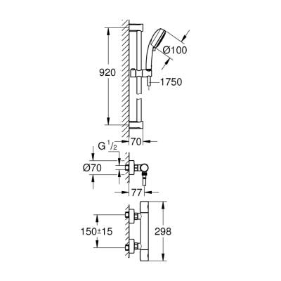 Grohe Grohtherm 800 Cosmopolitan Termostatik Duş Sistemi 12 - 34769000 - 2