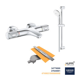 Grohe Grohtherm Banyo Bataryası Seti + Hüppe Galata X Duş Kanalı -15 - 1