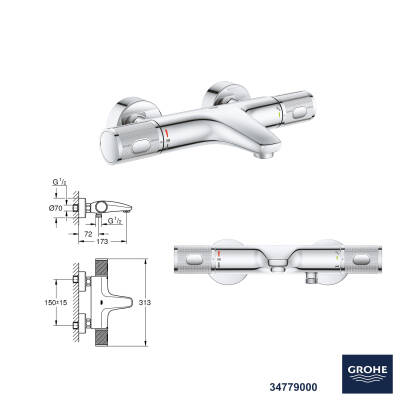 Grohe Grohtherm Banyo Bataryası Seti + Hüppe Galata X Duş Kanalı -15 - 2