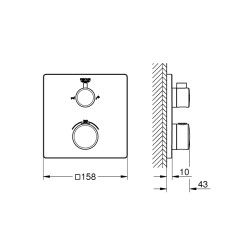 Grohe Grohtherm Çift Yönlü Ankastre Termostatik Banyo Bataryası - 24080000 - 2