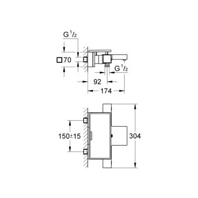 Grohe Grohtherm Cube Termostatik Banyo Bataryası - 34502000 - 2