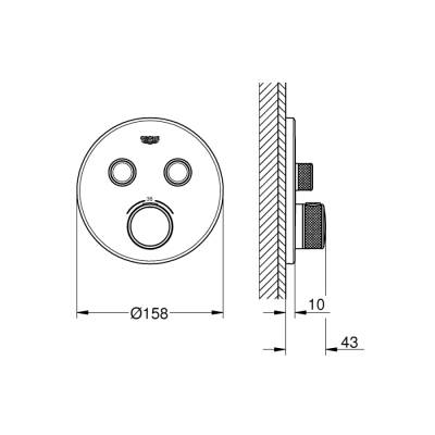 Grohe Grohtherm Smartcontrol Çift Valfli Akış Kontrollü, Ankastre Termostatik Duş Bataryası - 29119Al0 - 2