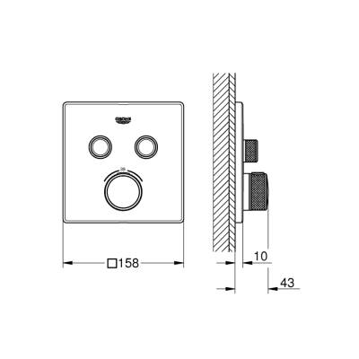 Grohe Grohtherm Smartcontrol Çift Valfli Akış Kontrollü, Ankastre Termostatik Duş Bataryası - 29124000 - 2