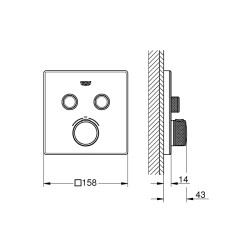 Grohe Grohtherm Smartcontrol Çift Valfli Akış Kontrollü, Ankastre Termostatik Duş Bataryası - 29156Ls0 - 2