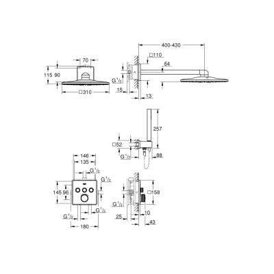 Grohe Grohtherm Smartcontrol Rainshower Smartactive 310 Cube Duş Seti - 34706000 - 2