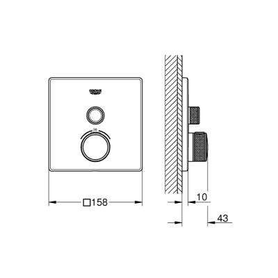 Grohe Grohtherm Smartcontrol Tek Valfli Akış Kontrollü, Ankastre Termostatik Duş Bataryası - 29123A00 - 2