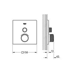 Grohe Grohtherm Smartcontrol Tek Valfli Akış Kontrollü, Ankastre Termostatik Duş Bataryası - 29123Dc0 - 2