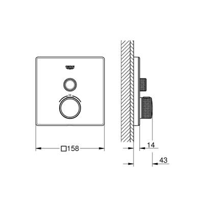 Grohe Grohtherm Smartcontrol Tek Valfli Akış Kontrollü, Ankastre Termostatik Duş Bataryası - 29153Ls0 - 2