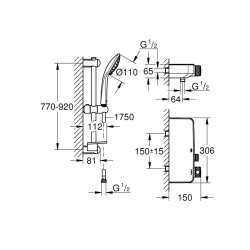 Grohe Grohtherm Smartcontrol Termostatik Duş Bataryası Duş Seti Dahil - 34721000 - 2