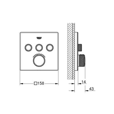 Grohe Grohtherm Smartcontrol Üç Valfli Akış Kontrollü, Ankastre Termostatik Duş Bataryası - 29157Ls0 - 2