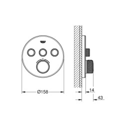 Grohe Grohtherm Smartcontrol Üç Valfli Akış Kontrollü, Ankastre Termostatik Duş Bataryası - 29904Ls0 - 2