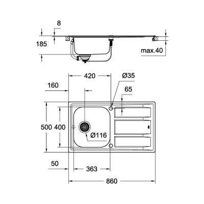 Grohe K400 Damlalıklı Paslanmaz Çelik Eviye - 31566Sd0 - 2