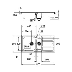 Grohe K400 Damlalıklı Paslanmaz Çelik Eviye - 31567Sd0 - 2