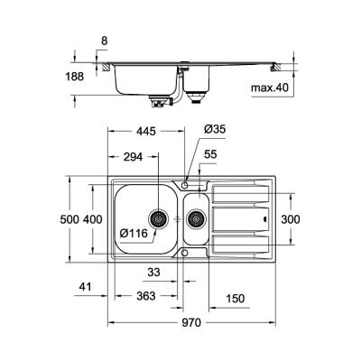 Grohe K400 Damlalıklı Paslanmaz Çelik Eviye - 31567Sd0 - 2