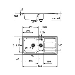 Grohe K400+ Damlalıklı Paslanmaz Çelik Eviye - 31569Sd0 - 2